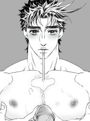 battle_tendency cum cum_on_body cum_on_chest gay jojo's_bizarre_adventure joseph_joestar male male_only pov yaoi