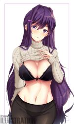 breasts bruuno bruunoscp doki_doki_literature_club female female_only purple_eyes purple_hair solo tagme yuri_(doki_doki_literature_club)