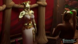 3d blood_elf draenei draenei_futa female ferlynn futa_on_female futanari horsecock lightforged_draenei world_of_warcraft