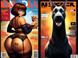 1animal 1girls ai_generated big_ass breeding canid canine domestic_dog fat_ass female feral glasses great_dane human interspecies scooby-doo taboo velma_dinkley zoophilia