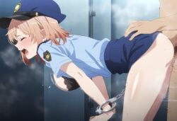 1girls ai_generated ass_grab doggy_style my_teen_romantic_comedy_snafu police_uniform policewoman yuigahama_yui