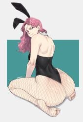 1girls big_ass big_butt black_clover bunny_ears bunny_girl bunnysuit clothed clothed_female female fishnets light-skinned_female light_skin limn044 pink_hair thick_ass thick_thighs vanessa_enoteca