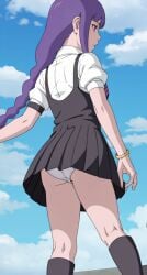 1girls ai_generated boruto:_two_blue_vortex female_only kakei_sumire long_hair naruto naruto_(series) panties purple_hair teenage_girl teenager