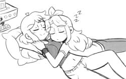 2d abigail_(stardew_valley) cuddling erin_(ikeychain) female ikeychain original original_character sleeping stardew_valley tagme trans_(lore) trans_woman_(lore)