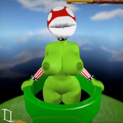 1girls 3d 3d_animation animated big_breasts big_lips big_lips_no_eyes bouncing_breasts choker female female_only large_breasts mario_(series) monster monster_girl nipples outdoors pipes piranha_plant plant super_mario_bros. teeth thick tube warp_pipe