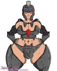 1futa armor big_breasts big_penis breasts clothed clothing codpiece flaccid front_view full_body futa_only futanari helmet huge_breasts human large_breasts light-skinned_futanari light_skin lipstick looking_at_viewer mostly_nude muscular muscular_futanari nail_polish purple_eyes purple_hair six_pack solo standing transparent_background wronganimal