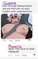 bara bara_tiddies bara_tits comical guzma_(pokemon) humor humorous nipples pokemon pokemon_sm solo_male suggestive