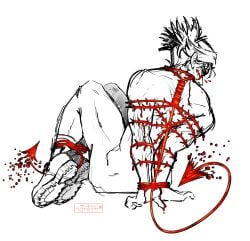 back_view blood bondage bondage choso_kamo jujutsu_kaisen male male_only shoes_only