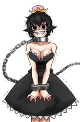 black_hair chain_chomp chains chompette crazy crazy_eyes crown cute dress mario_(series) new_super_mario_bros._u_deluxe nintendo twrlare