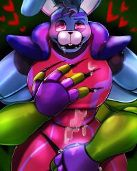 2023 2boys 2males animatronic anthro anthro_focus anthro_on_anthro anthro_only anthrofied arms_behind_back arms_up claws digital_drawing_(artwork) digital_media_(artwork) duo finger_claws five_nights_at_freddy's five_nights_at_freddy's:_security_breach gay genital_fluids glamrock_bonnie_(fnaf) leporid leporid_humanoid machine male male/male male_anthro male_focus male_only montgomery_gator_(fnaf) rabbit rabbit_humanoid robot scratch_marks scratches scratching when_souls