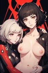 2girls ai_generated al_saiduq alcor_(megami_tensei) anguished_one devil_survivor_2 megami_tensei persona_5 rule_63 sadayo_kawakami