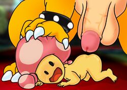 1boy 1girls alternate_version_available ass bowser female female_focus forced imminent_rape indoors large_penis looking_back male mario_(series) nintendo no_humans nude penis pinned plaguetyranno scared size_difference tears testicles toadette vein veiny_penis