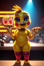 's) ai_generated avian beak bird chibi doll figurine full_body_view galliform gallus nude pizza_shop toy toy_chica_(five_nights_at_freddy toy_chica_(fnaf) yellow_furr yellow_skin