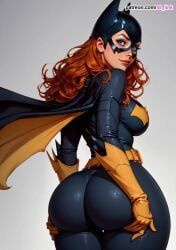 ai_generated ass barbara_gordon batgirl batman_(series) big_ass big_breasts blue_eyes breasts bubble_ass cape dat_ass dc dc_comics female hourglass_figure huge_ass huge_breasts large_ass large_breasts long_hair masked_female pawg red_head redhead round_ass s8link showing_off_ass solo superheroine thick thick_thighs thigh_gap tight_clothing yellow_gloves