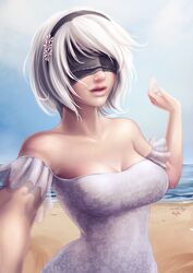breasts cleavage female luminyu nier nier:_automata straight yorha_2b