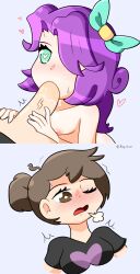 1futa 1girls 2d abigail_(stardew_valley) blowjob bottomless brown_eyes brown_hair clothed clothing cyan_eyes duo erin_(ikeychain) fellatio female futa_on_female futanari heart heart-shaped_pupils hearts human ikeychain light-skinned_female light-skinned_futanari light_skin oral original original_character partially_clothed penis purple_hair ribbon sex stardew_valley tagme trans_(lore) trans_woman_(lore)