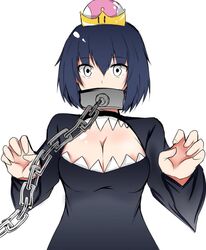 black_hair bored chain_chomp chains chompette crown cute dress isshii13 mario_(series) new_super_mario_bros._u_deluxe nintendo