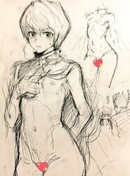 1girls breasts censored female female_kurapika flat_chest genderswap_(mtf) human hunter hunter_x_hunter kurapika male monochrome pussy rule_63 short_hair shounen_jump sketch tagme