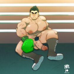 balls bara biceps big_balls big_penis blush erection little_mac male male_nipples male_only male_pubic_hair mrbaraman muscular_male nintendo nipples nude pecs penis punch_out sweat sweating