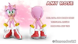 2018 3d 3d_model amy_rose anthro breasts clothed clothing eyelashes female footwear fur ganondork gloves hedgehog mammal nipples nude open_mouth partially_clothed pink_fur pussy shoes solo sonic_(series) text