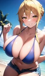 ai_generated highschool_of_the_dead huge_breasts large_breasts shizuka_marikawa swimsuit