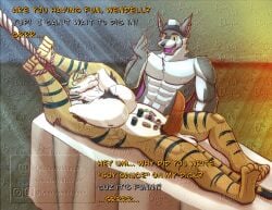 abs anthro anthro_only barazoku biceps bondage bound canid chopsticks duo epic_games felid fluffy_tiger food forestpunktiger fortnite gay ginger_slices happy inari_sushi kitty_cat lycoriswolfdragon male male/male male_only mammal meat nude oscar_(fortnite) pantherine rope sashimi sushi takoyaki tiger unimpressed wendell_(fortnite)