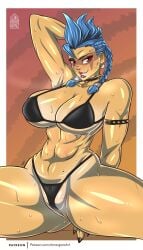 amargonz junker_queen muscle_girl muscle_mommy overwatch overwatch_2 punk_girl sweaty_body tanned_female