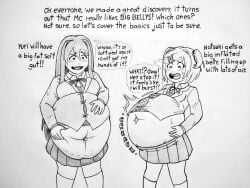 2girls about_to_burst about_to_explode belly_bulge belly_expansion belly_inflation big_belly bloated_belly blush cellulite chubby doki_doki_literature_club fat female inflation inflation_fetish multiple_girls natsuki_(doki_doki_literature_club) navel reality_warping ronic_lagann text wardrobe_malfunction weight_gain worried yuri_(doki_doki_literature_club)