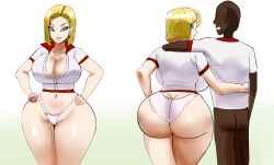 1boy 1girls android_18 beaten dark-skinned_male dragon_ball dragon_ball_super dragon_ball_z female gtsn17 interracial netorare panties school_uniform thick_ass thick_thighs