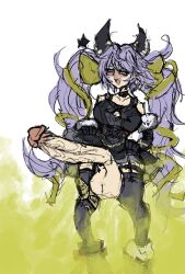 balls erection fart fart_cloud fart_fetish farting futanari penis purple_hair satyr_(granblue_fantasy) solo sweatybuttcave twintails