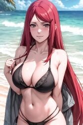 1girls ai_generated beach big_breasts bikini bikini_bottom bikini_top breasts breasts_bigger_than_head cleavage female female_focus hair_ornament hairclip huge_breasts jacket jacket_partially_removed kisara146 large_breasts light-skinned_female light_skin long_hair looking_at_another looking_at_viewer mature mature_female midriff milf nai_diffusion naruto naruto_(series) naruto_shippuden pale-skinned_female pale_skin red_hair sagging_breasts seaside shiny shiny_hair shiny_skin solo stable_diffusion swimsuit uzumaki_kushina very_long_hair voluptuous voluptuous_female