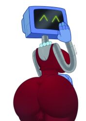 1girl 1girls 2d ass_focus ass_in_dress big_ass big_boobs big_breasts big_butt big_tits cute dress female humanoid karen_plankton postblue98 robot robot_girl robot_humanoid screen_face spongebob_squarepants thick thick_thighs tv tv_head