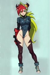 1girls 2024 ai_generated cammy_white_(cosplay) cartoon_network cosplay crossover crossover_cosplay demencia female_only gloves leggings legwear leotard red_hair shoes sillysingu76081 solo solo_female solo_focus street_fighter tagme villainous