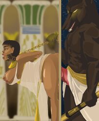 1girls anthro anubis bondage chains collar dark_skin deity duo egyptian_god egyptian_mythology female female_human god hi_res human karmacollar male male/female mammal middle_eastern_mythology mythology nightmare_husbando penetration priest priestess_anubis public_domain servant_priestess spiritual