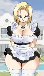 1girls android_18 blackedpawg18 cuckold dragon_ball dragon_ball_super dragon_ball_z female female_only maid netorare queen_of_spades solo