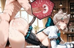 ai_generated breeding busty catgirl curvy curvy_figure doggy_style filled_to_the_brim filled_womb genshin_impact hoyoverse huge_ass huge_breasts lynette_(genshin_impact) x-ray