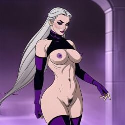 ai_generated blueblaster69 breasts curvy curvy_female female female_only goth goth_girl hourglass_figure long_hair milf mortal_kombat mortal_kombat_11 netherrealm_studios pubic_hair pussy sindel thick_thighs vagina white_eyes white_hair wide_hips