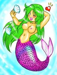 1girls female female_only ganbare_goemon green_hair heart jpg mermaid smile solo tagme yae_(ganbare_goemon)