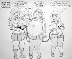 belly_bulge belly_expansion belly_inflation hayase_nagatoro inflation inflation_fetish monochrome please_don't_bully_me,_nagatoro ronic_lagann traditional_media_(artwork)