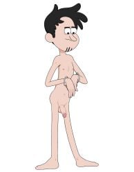 1male accurate_art_style annoyed_expression ass_focus balls black_eyes black_hair cartoony color colored completely_naked completely_nude dark_nipples digital_drawing_(artwork) digital_media_(artwork) facial_hair gravity_falls hairless_penis hairy_armpits handcuffed handcuffs long_nose male male_nipples male_only messy_hair naked naked_male not_ai_generated nude nude_futanari oc officer original original_character penis short_hair simple_shading slim small_ass solo standing stubble thin