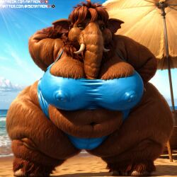 1girls 4k ai_generated anthro bbw beach blue_sky_studios ellie_(ice_age) fat female female_only furry furry_only highres hips hips_wider_than_shoulders huge_ass huge_breasts huge_hips ice_age_(series) ice_age_the_meltdown looking_at_viewer mammal mammal_humanoid mammoth massive_breasts massive_thighs matronai_(artist) mature mature_female mature_woman milf nipple_bulge obese obese_anthro obese_female older_female patreon patreon_username pinup pose solo solo_female ssbbw stable_diffusion sweat sweating swimsuit thick_thighs thighs twitter_username wide_hips