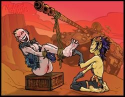 2girls bondage ceeaybee crossover gorillaz lezdom multiple_girls nipple_piercing noodle_(gorillaz) rebecca_buck tank_girl tickling tickling_feet yuri