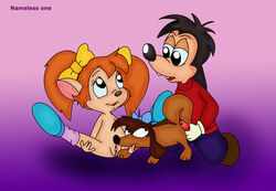 bow clothing color disney female goof_troop gradient_background max_goof pistol_pete pussy what young zoophilia