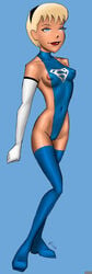 blue_boots blue_eyes blue_thigh_boots boots dc_comics elbow_gloves gloves hairband hips miravi opera_gloves short_hair sideboob skintight small_breasts supergirl superhero superheroine superman_(series) thigh_boots