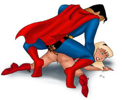 1990s 1999 20th_century anal blonde_hair blue_eyes bulldog_position cousins dc_comics dcau doggy_style from_behind miravi pussy sex supergirl superman superman:_the_animated_series superman_(series)