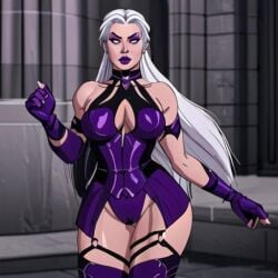 ai_generated blueblaster69 breasts cameltoe cleavage curvy curvy_female female female_only hourglass_figure long_hair milf mortal_kombat mortal_kombat_11 netherrealm_studios sindel thick_thighs white_eyes white_hair wide_hips