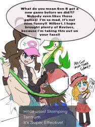 feet feet_on_face femdom hilbert_(pokemon) hilda_(pokemon) pokemon pokemon_(species) snivy socks trampling