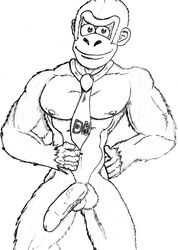 donkey_kong donkey_kong_(series) furry k3rry kong male male_only monochrome nintendo solo