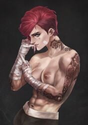 1girls abs arcane ass big_breasts breasts fit fit_female league_of_legends monorirogue muscular muscular_female nipples nude nude_female source_request tagme vi