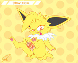 anus color eeveelution female female_only food_fetish front_view fur furry insertion jolteon masturbation nintendo no_humans nude pokemon pokemon_(species) popsicle popsicle_in_pussy popsicle_insertion psyredtails pussy_juice solo tagme vulva